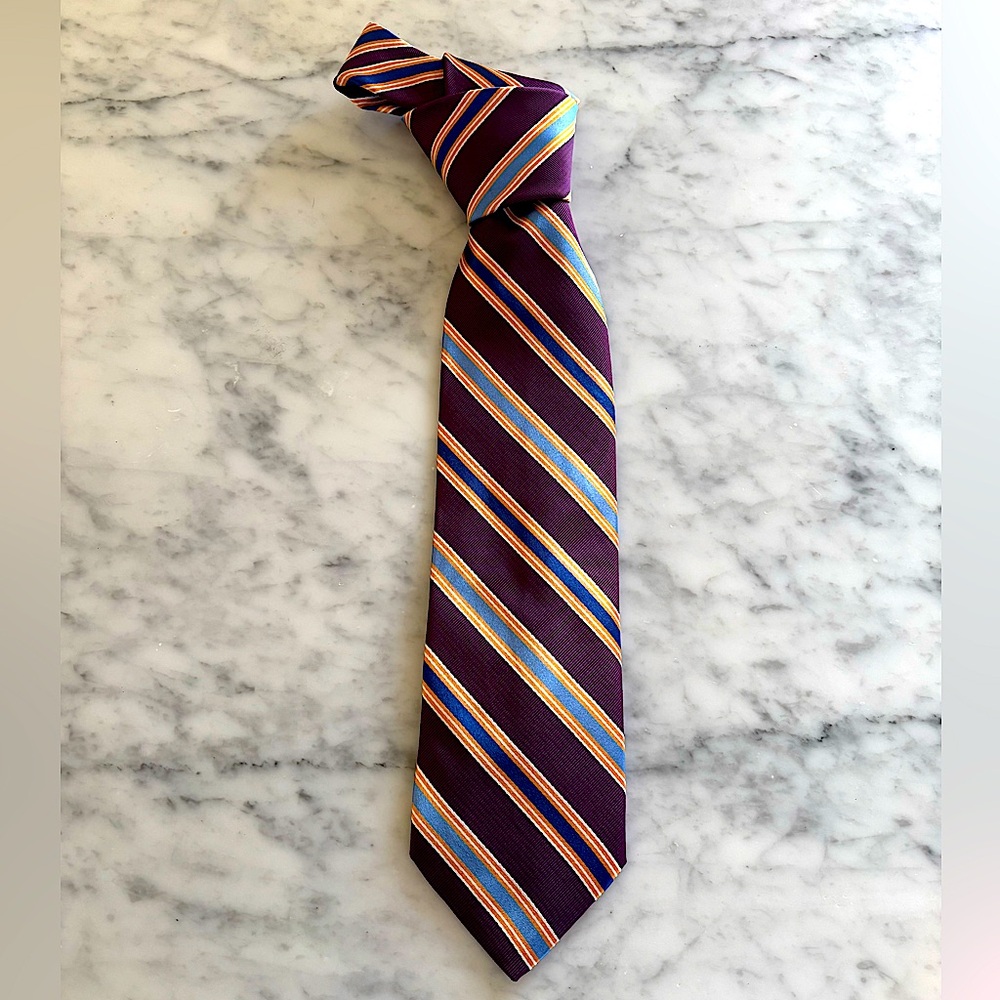 Silk stripe men’s tie in beautiful rich colours 3.5” wide